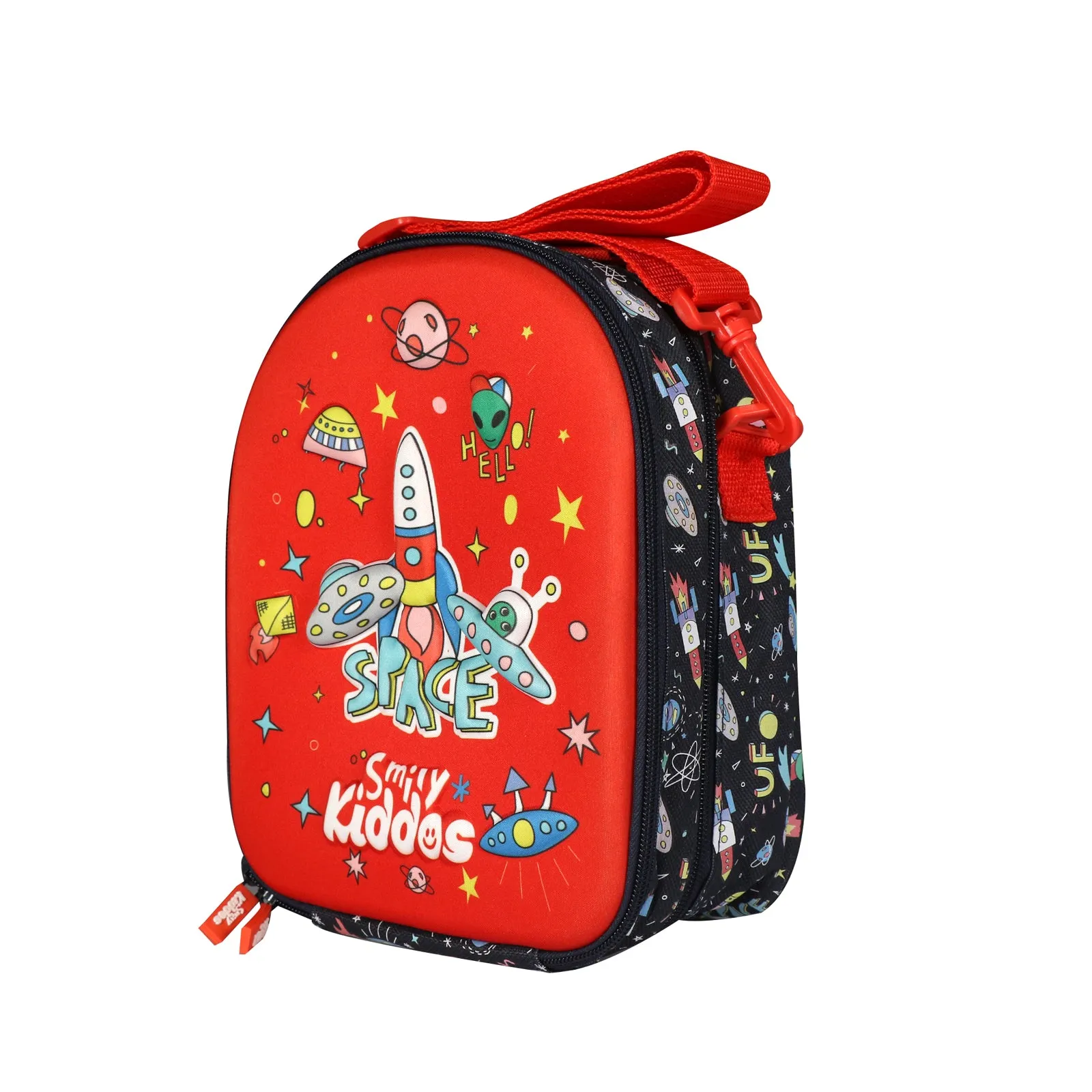 Smily Kiddos Hardtop Lunch Bag Space Theme Red & Black