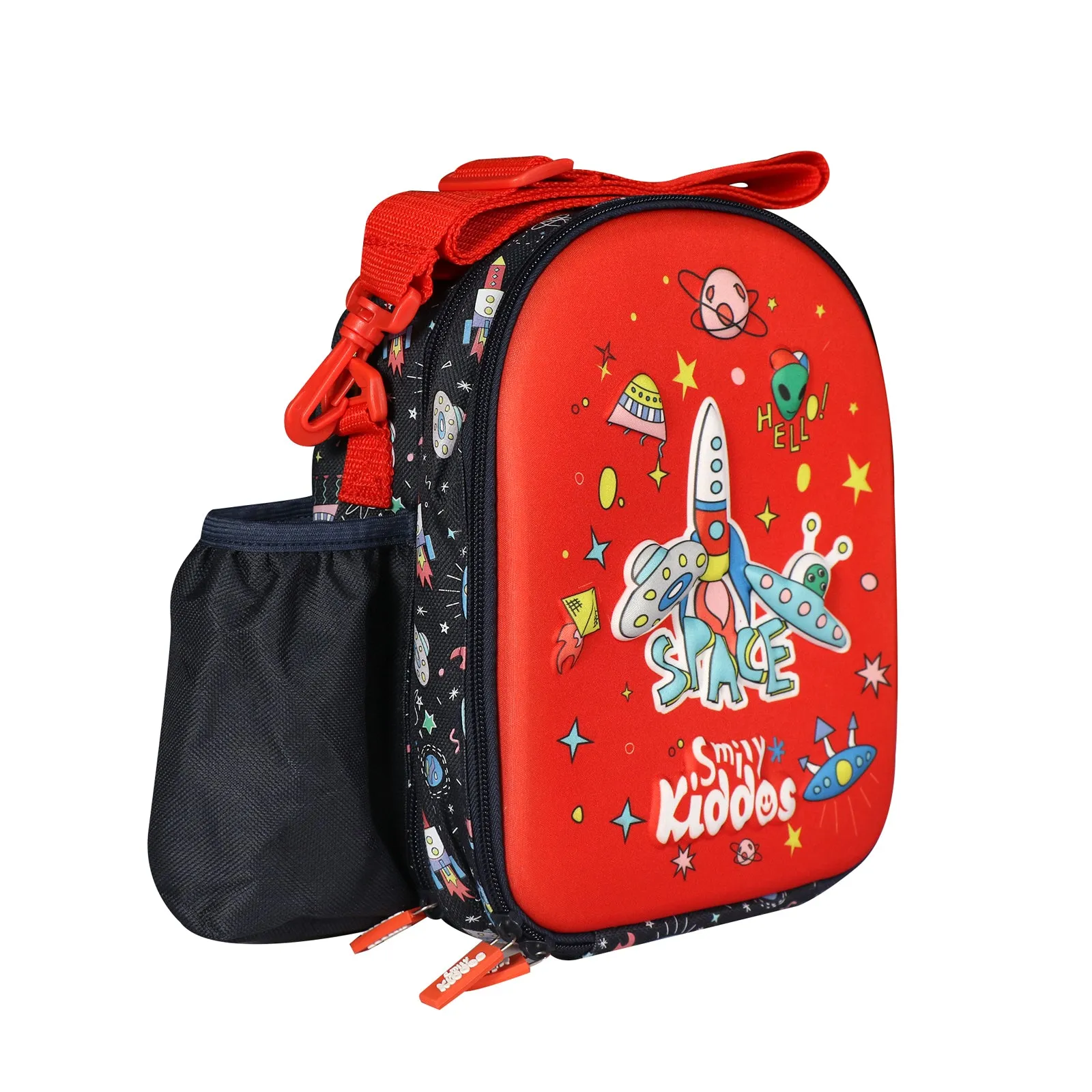 Smily Kiddos Hardtop Lunch Bag Space Theme Red & Black