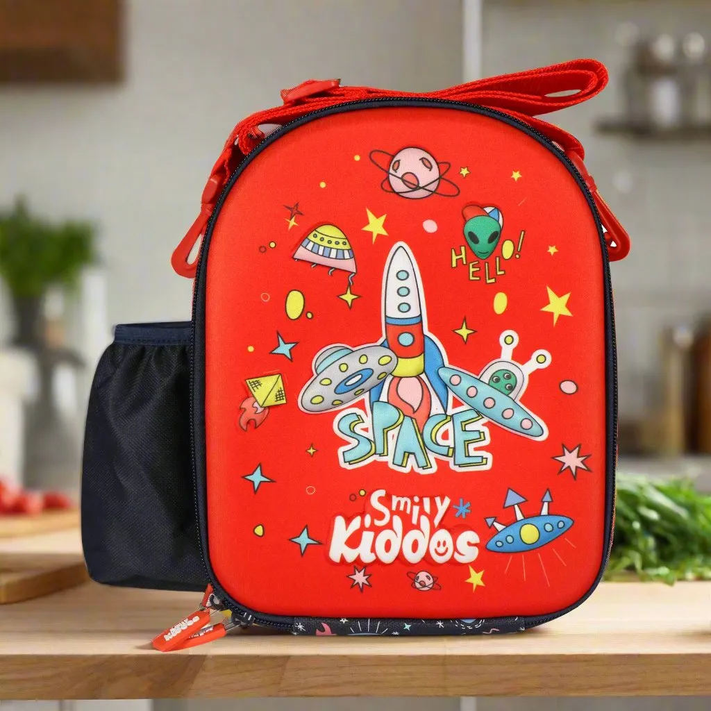 Smily Kiddos Hardtop Lunch Bag Space Theme Red & Black