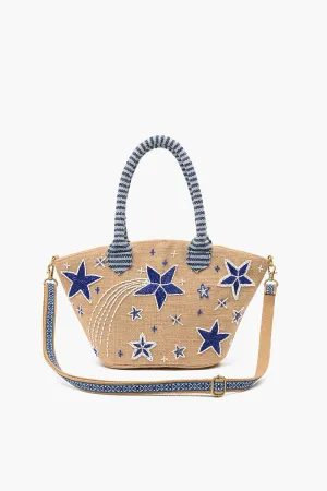 Starry Beaded Mini Jute Tote