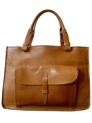 STRUCTURED TOTE IN CAMEL FLORENTINE VACCHETTA LEATHER