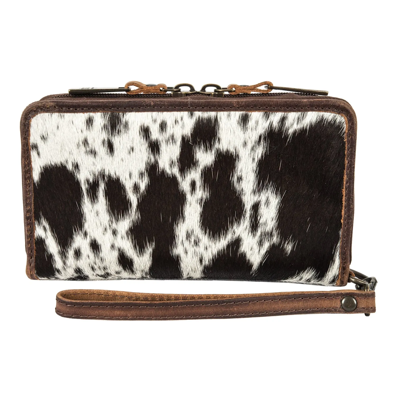 STS Ranchwear Womens Kacy Organizer Distressed Brown Cowhide Clutch Bag