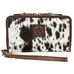 STS Ranchwear Womens Kacy Organizer Distressed Brown Cowhide Clutch Bag