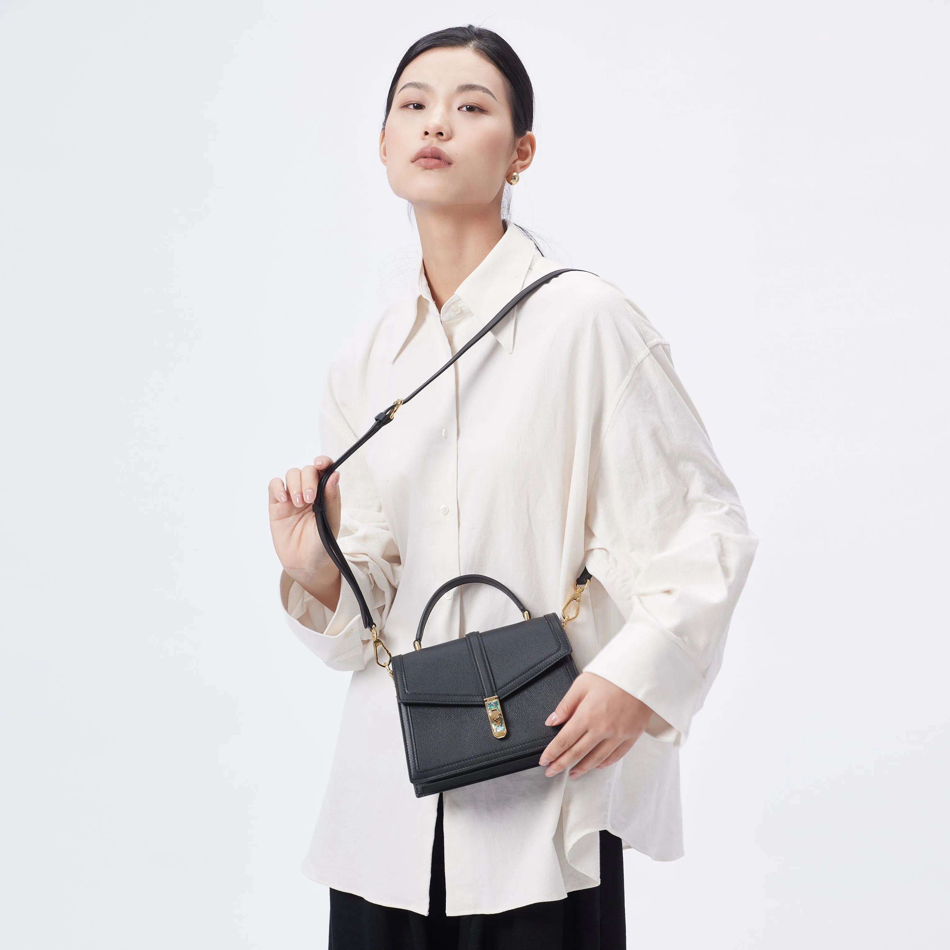 TIANQINGJI Handmade Genuine Leather Organ Crossbody Bag