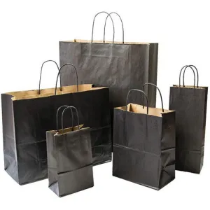 Tinted Recycled Kraft Shopping Bags -10.00" x 5.00" x 13.00"- (Black)