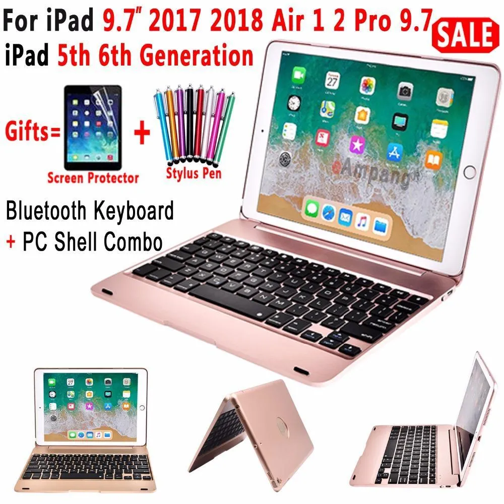 Top Flip Cover for Apple New iPad 9.7 2017 2018 5th 6th Generation Wireless Bluetooth Keyboard Case for iPad Air 1 2 5 6 Pro 9.7