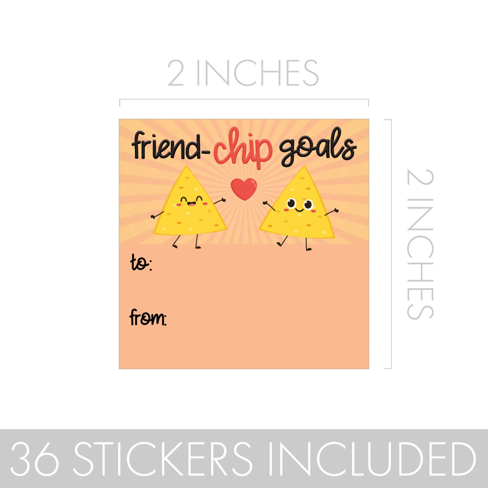 Valentine's Day Treat Stickers: Friend-Chip Goals - Chip Bag Stickers: Two Sizes - 32 Stickers