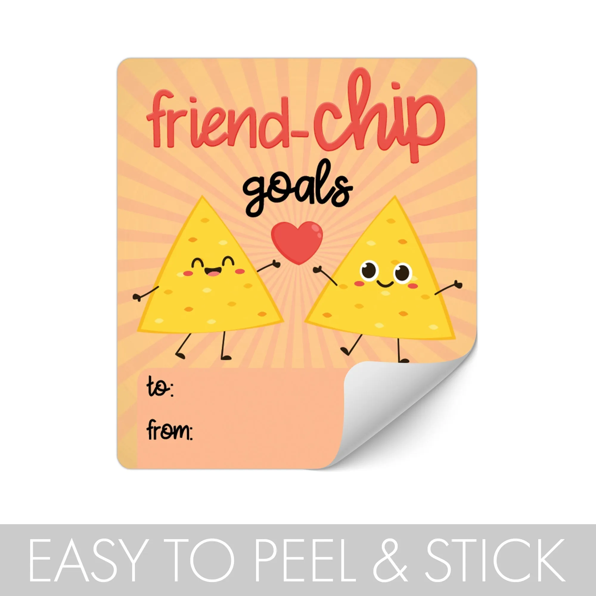 Valentine's Day Treat Stickers: Friend-Chip Goals - Chip Bag Stickers: Two Sizes - 32 Stickers