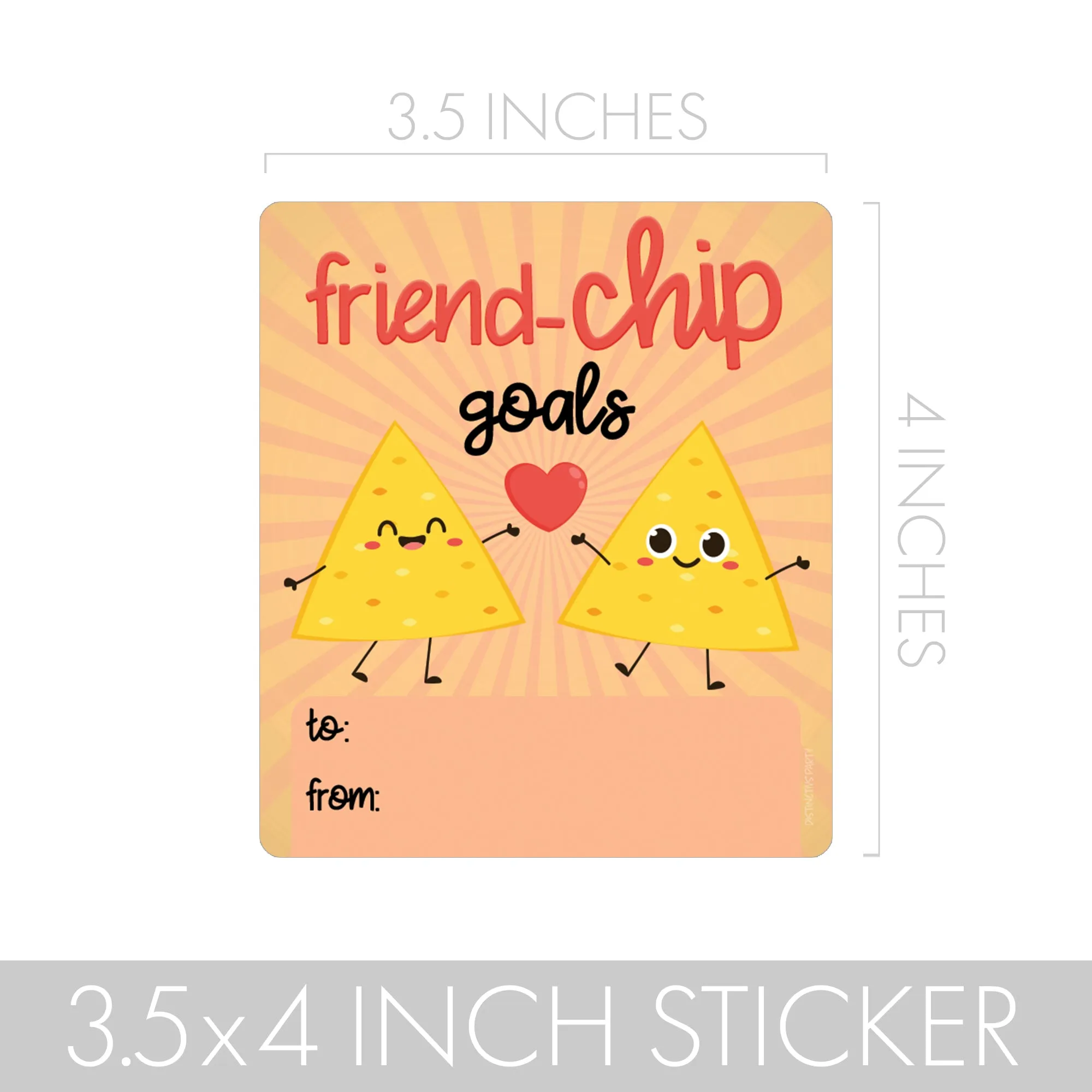 Valentine's Day Treat Stickers: Friend-Chip Goals - Chip Bag Stickers: Two Sizes - 32 Stickers