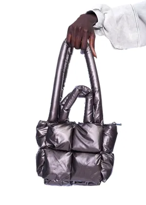 Vesper & Vale Atwood Mini Puffer Tote Bag in Gunmetal