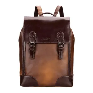 Vintage Gradient Brown Leather Backpack