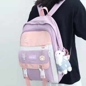 Wenkouban Girl Cute Laptop Backpack Women Badge Bag Fashion Kawaii Ladies Harajuku Travel School Bag College Student Backpacks Cool Female