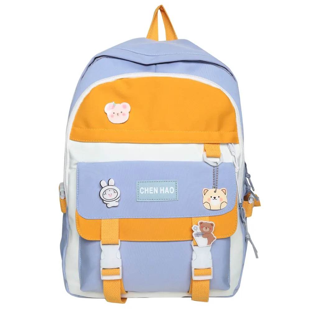 Wenkouban Girl Cute Laptop Backpack Women Badge Bag Fashion Kawaii Ladies Harajuku Travel School Bag College Student Backpacks Cool Female