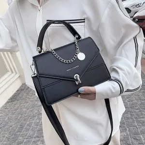 Wenkouban Girls Small Square Bag 2023 New Chains Handbag Women Casual Wild Shoulder Bag Lock Tide Bag Diagonal Female Bag Black