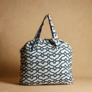 White - Handcrafted Sanganeri Quilted Cotton Tote Bag