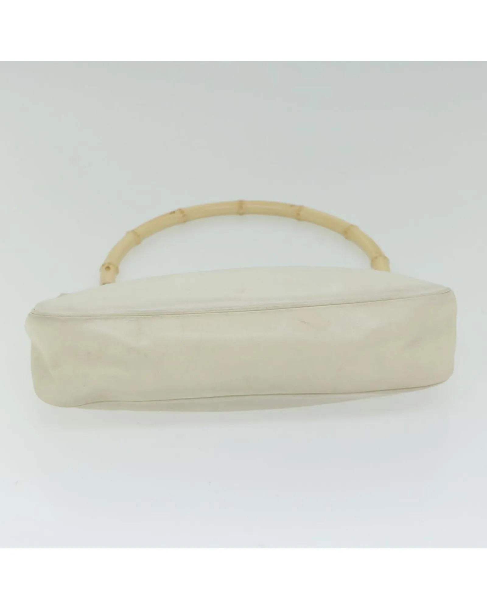 White Leather Bamboo Handbag by Italian Designer