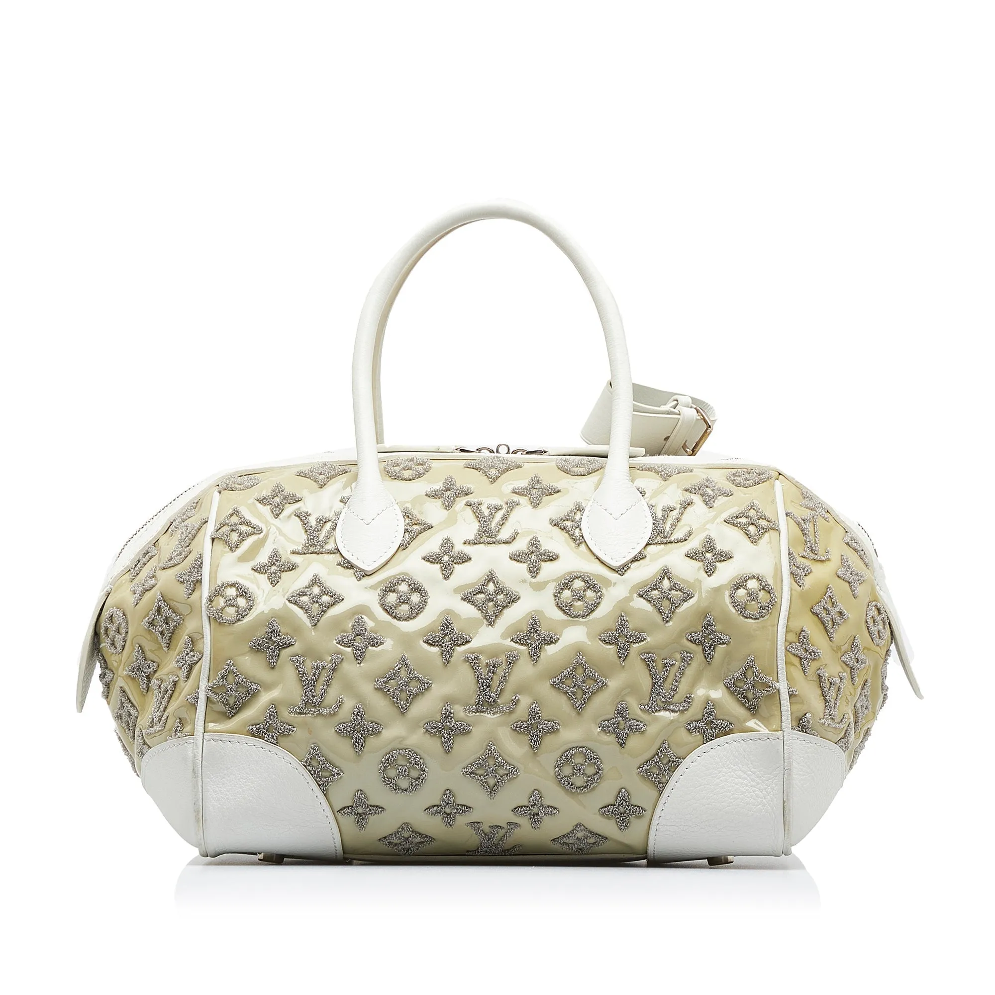 White Louis Vuitton Monogram Bouclettes Speedy Boston Bag