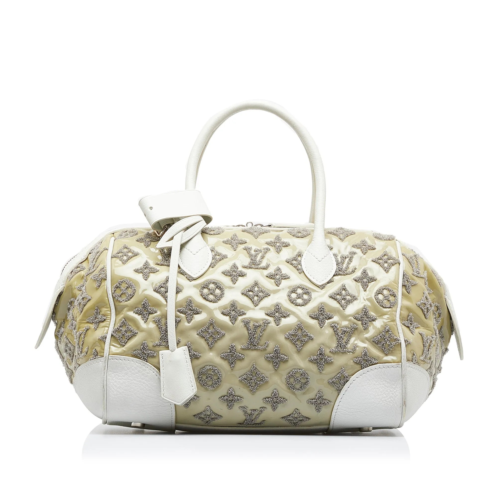 White Louis Vuitton Monogram Bouclettes Speedy Boston Bag