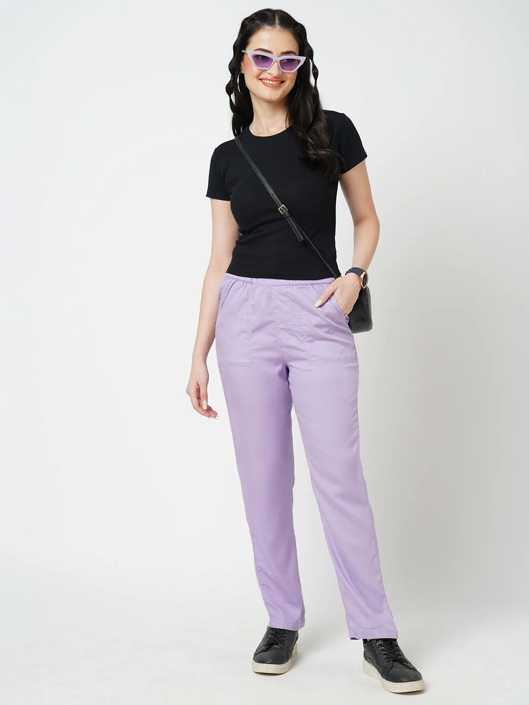 Women Lilac K3015 Mid Rise Comfort Jeans